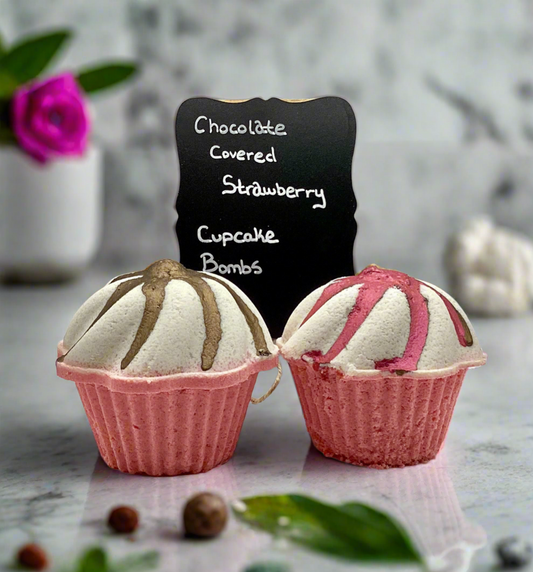 Chocolate Covered Strawberry Cupcake Bomb