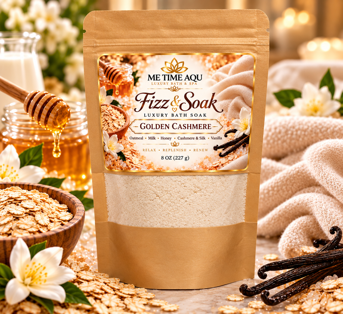 Golden Cashmere Fizz and Soak